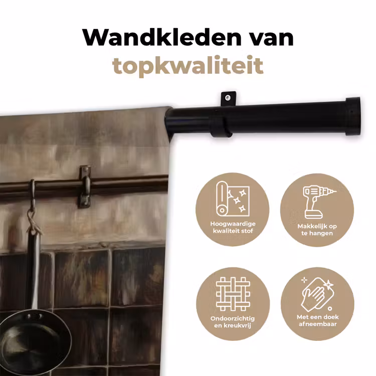 Wandkleed - Keukengerei - Rustiek - Tegels - Kruiden — 3