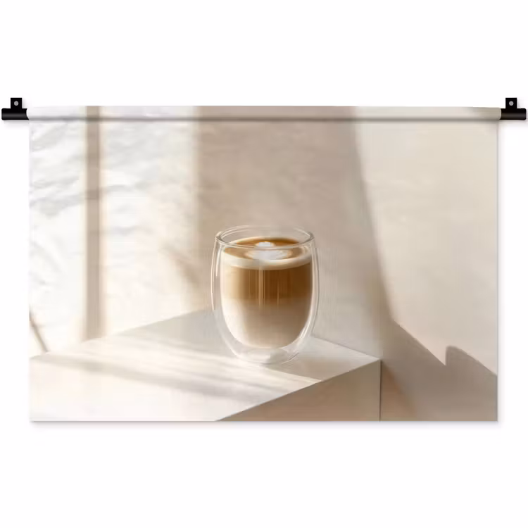Wandkleed - Mok - Latte - Minimalistisch - Schaduw — 1