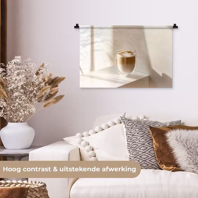 Wandkleed - Mok - Latte - Minimalistisch - Schaduw — 4
