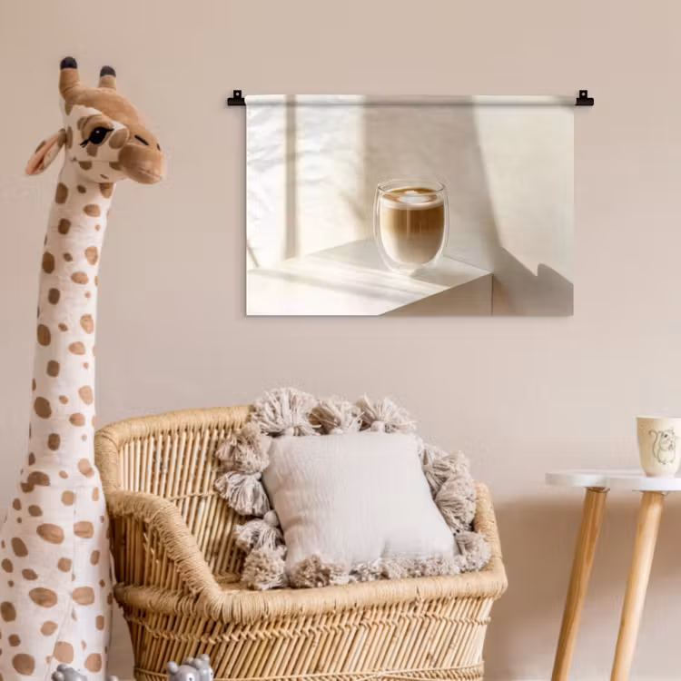 Wandkleed - Mok - Latte - Minimalistisch - Schaduw — 5