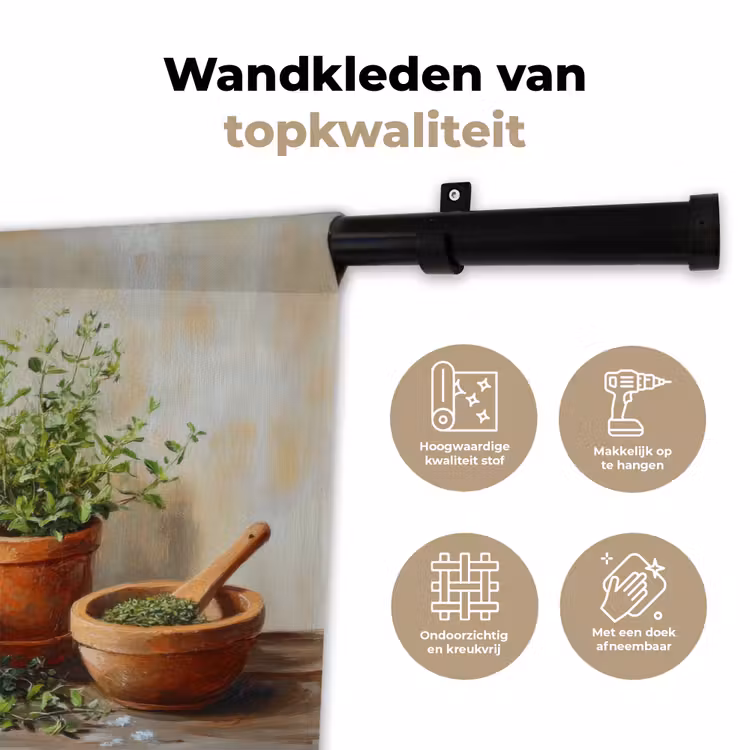 Wandkleed - Potten - Kruiden - Hout — 3