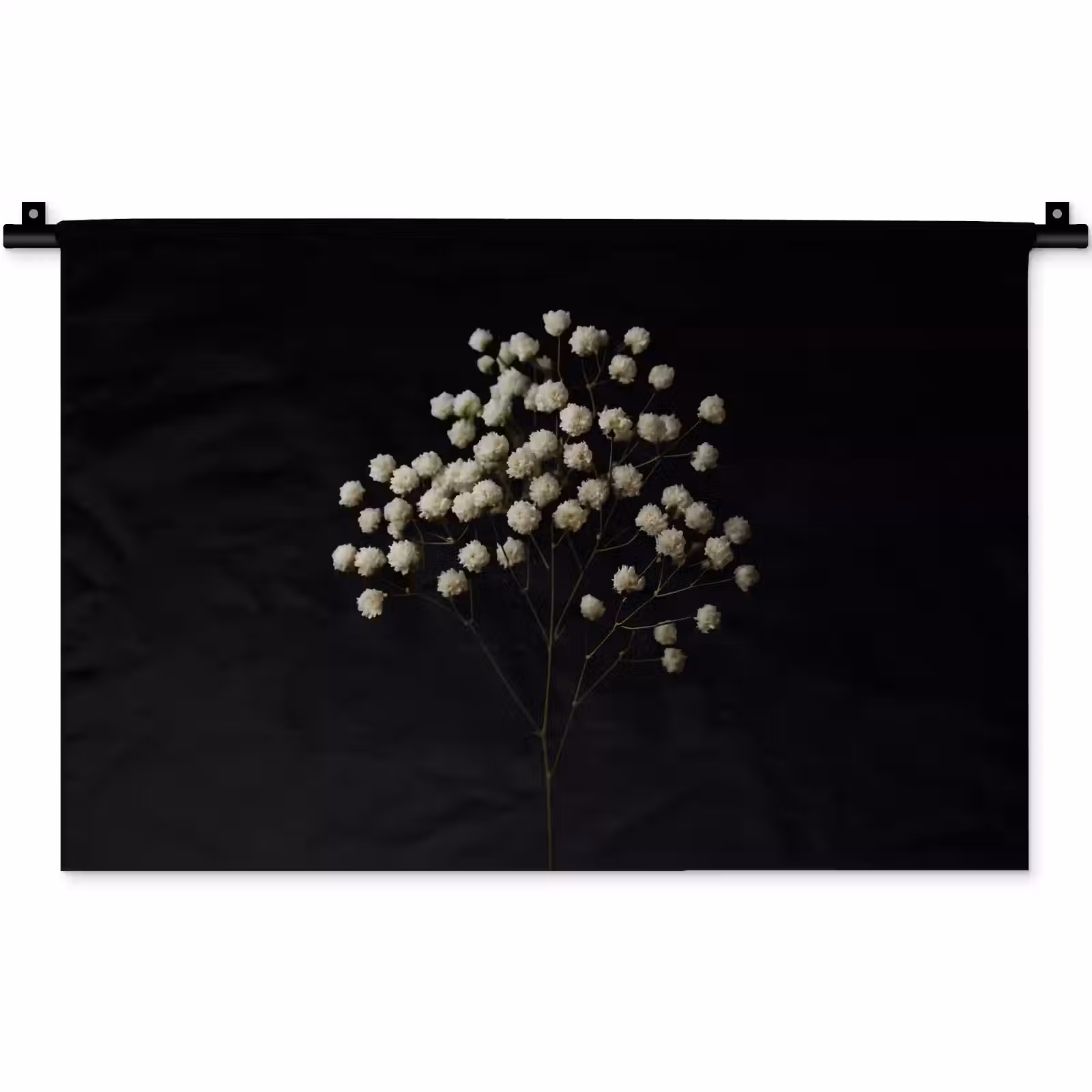 Wandkleed - Gipskruid - Bloemetjes - Wit - Minimalistisch — 1