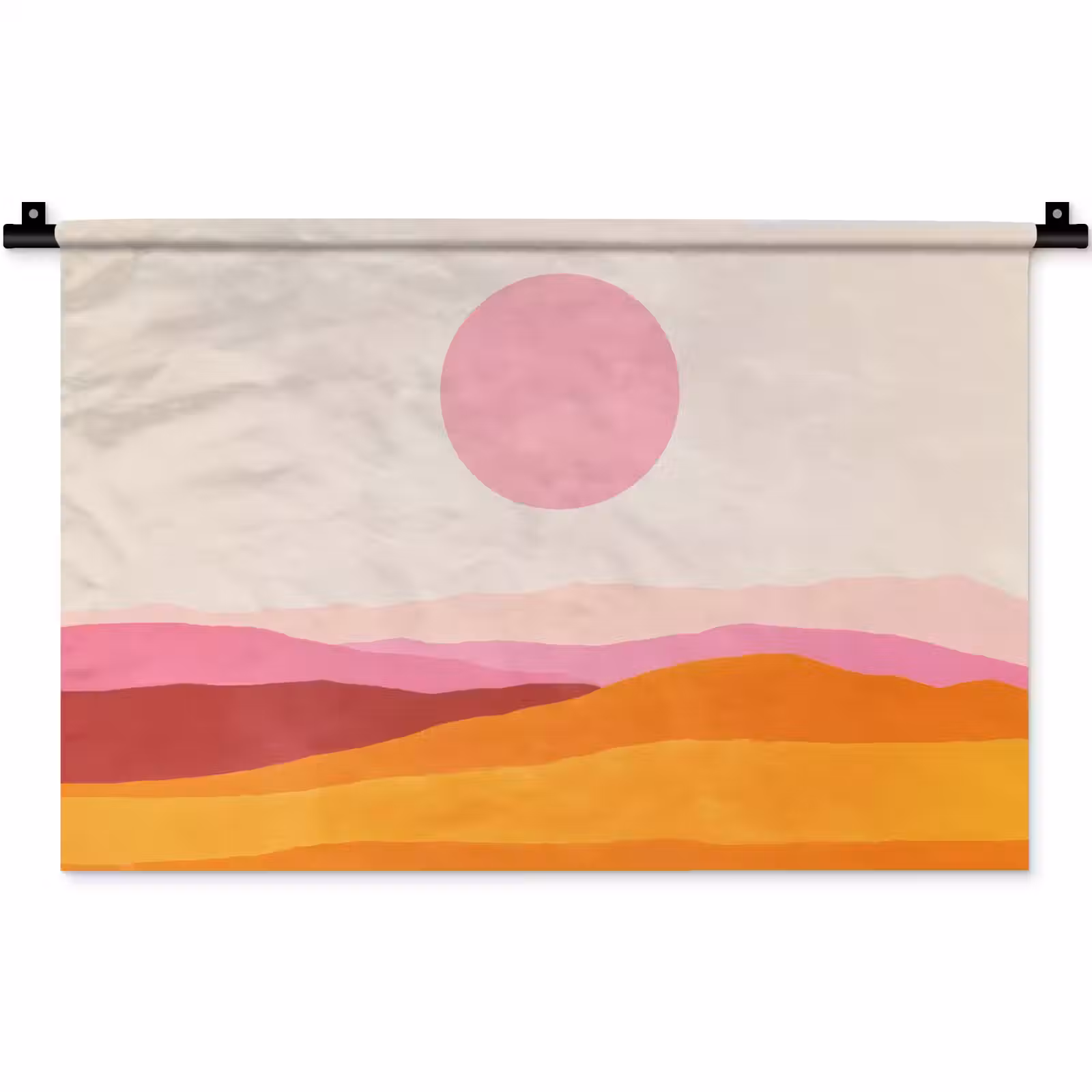 Wandkleed - Heuvels - Oranje - Zon - Abstract — 1