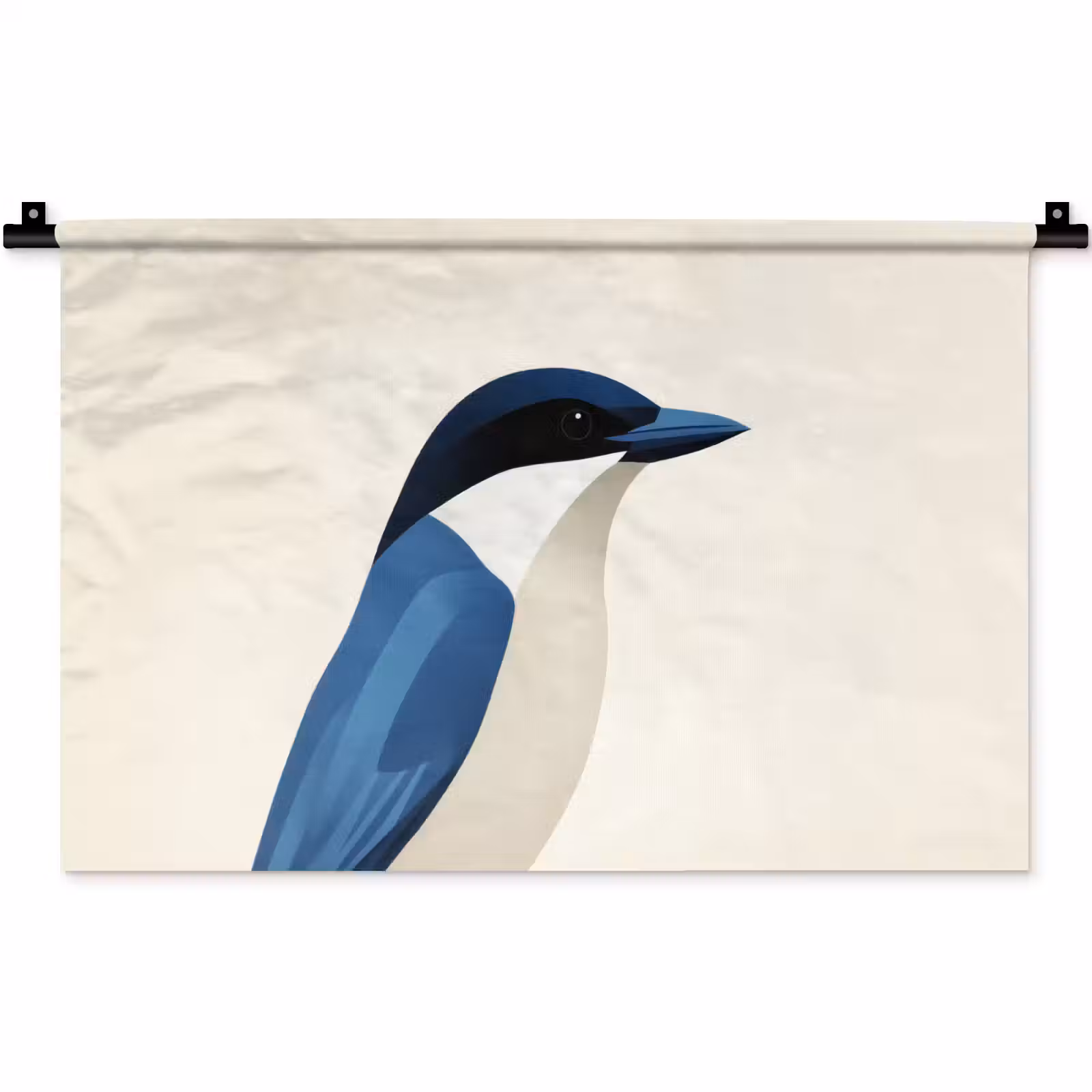 Wandkleed - Illustratie - Blauw - Vogel — 1