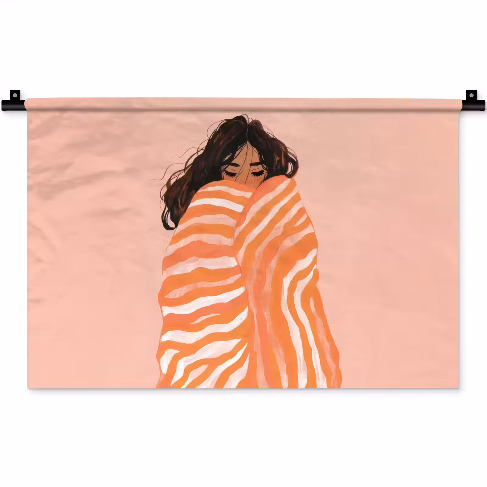 Wandkleed - Meisje - Deken - Gestreept - Oranje — 1