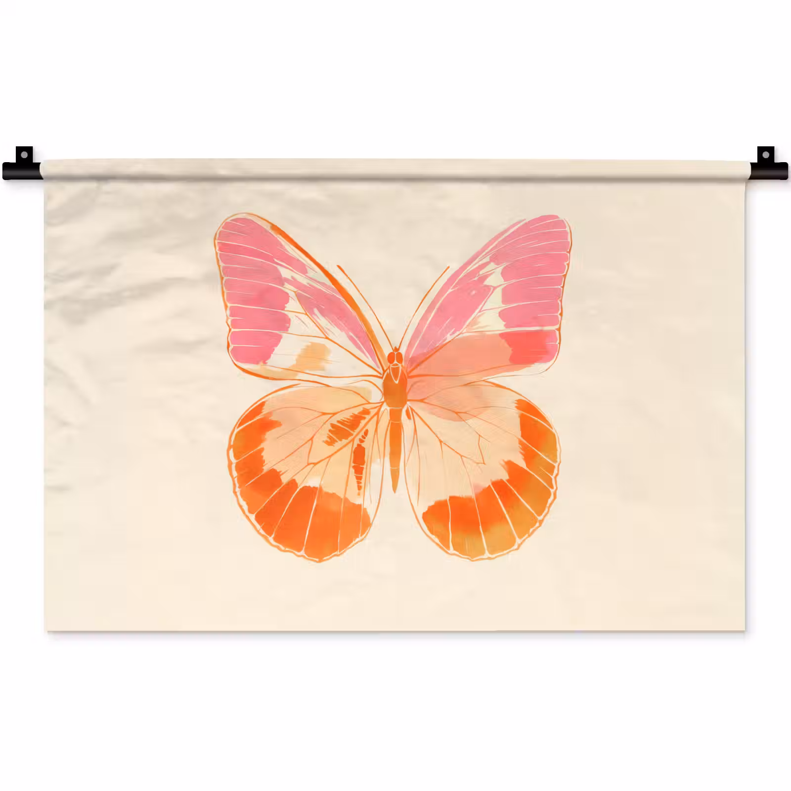 Wandkleed - Oranje - Vlinder - Minimalistisch — 1