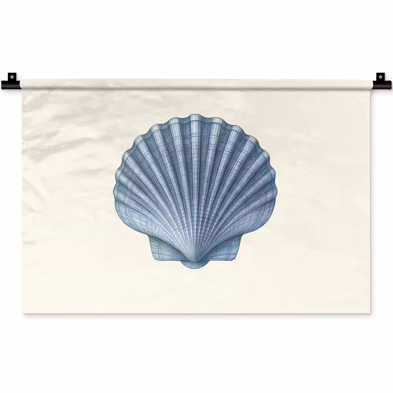 Wandkleed - Ribbels - Blauw - Schelp — 1