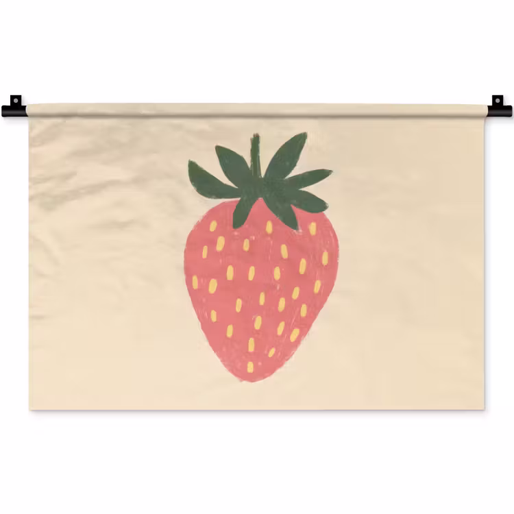 Wandkleed - Aardbei - Minimalistisch - Rood - Fruit — 1
