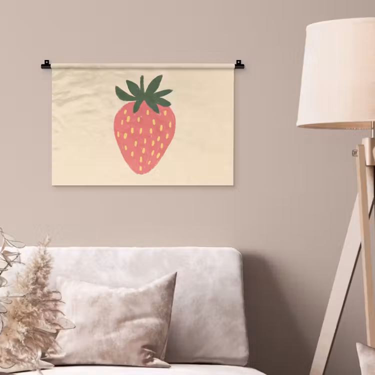 Wandkleed - Aardbei - Minimalistisch - Rood - Fruit — 2