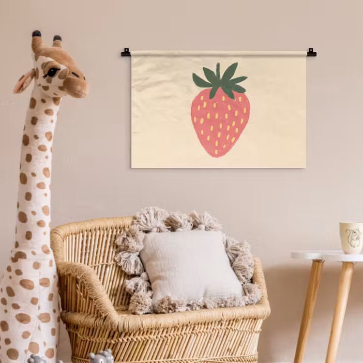 Wandkleed - Aardbei - Minimalistisch - Rood - Fruit — 5