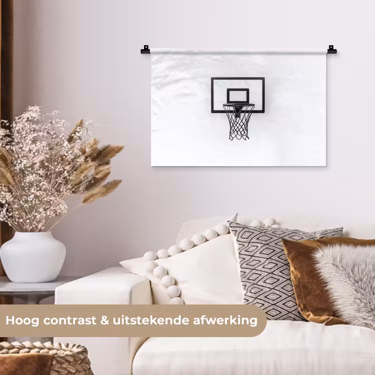 Wandkleed - Basketbalbord - Minimalistisch - Zwart — 4