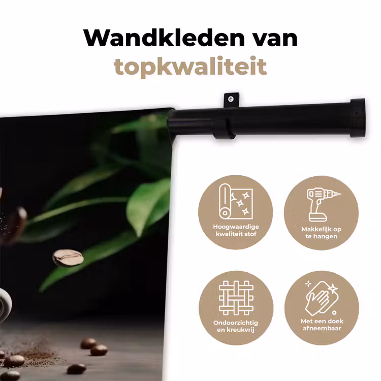 Wandkleed - Cappuccino - Kop - Bonen - Bruin — 3