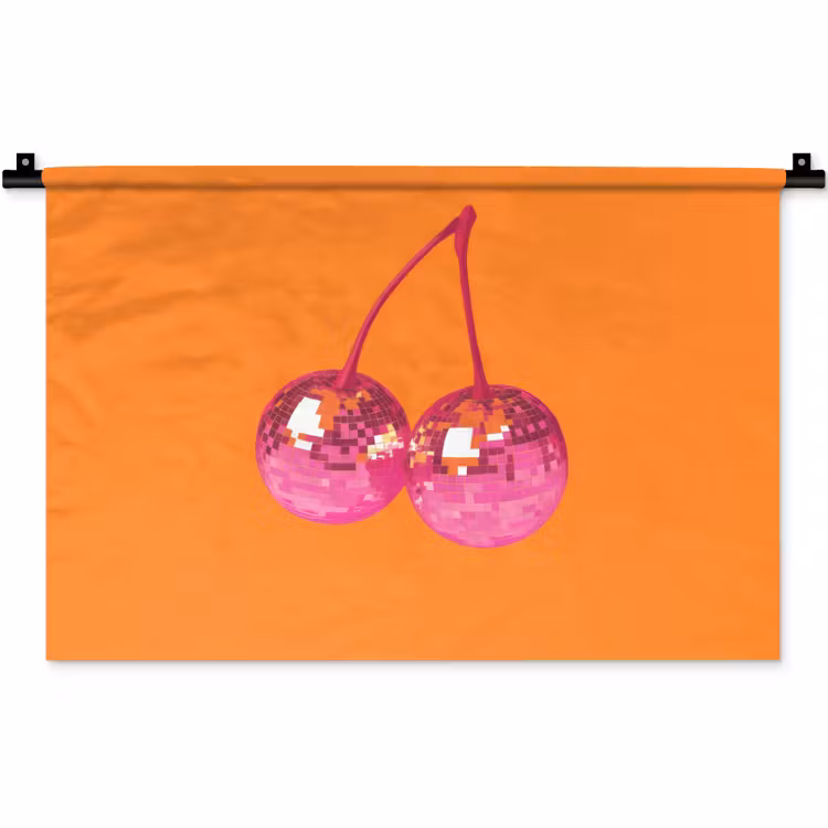 Wandkleed - Discoballen - Kers - Spiegels - Roze — 1