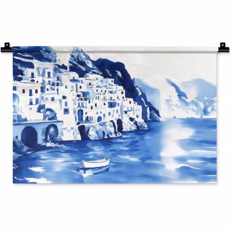 Wandkleed - Dorp - Rotswand - Roeiboot - Water — 1