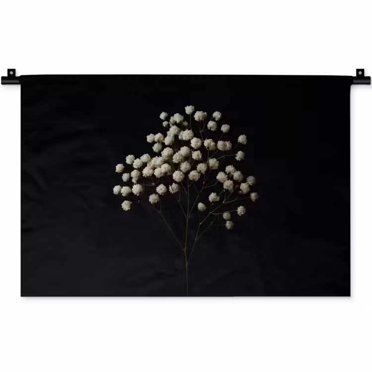 Wandkleed - Gipskruid - Bloemetjes - Wit - Minimalistisch — 1