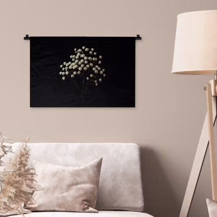 Wandkleed - Gipskruid - Bloemetjes - Wit - Minimalistisch — 2
