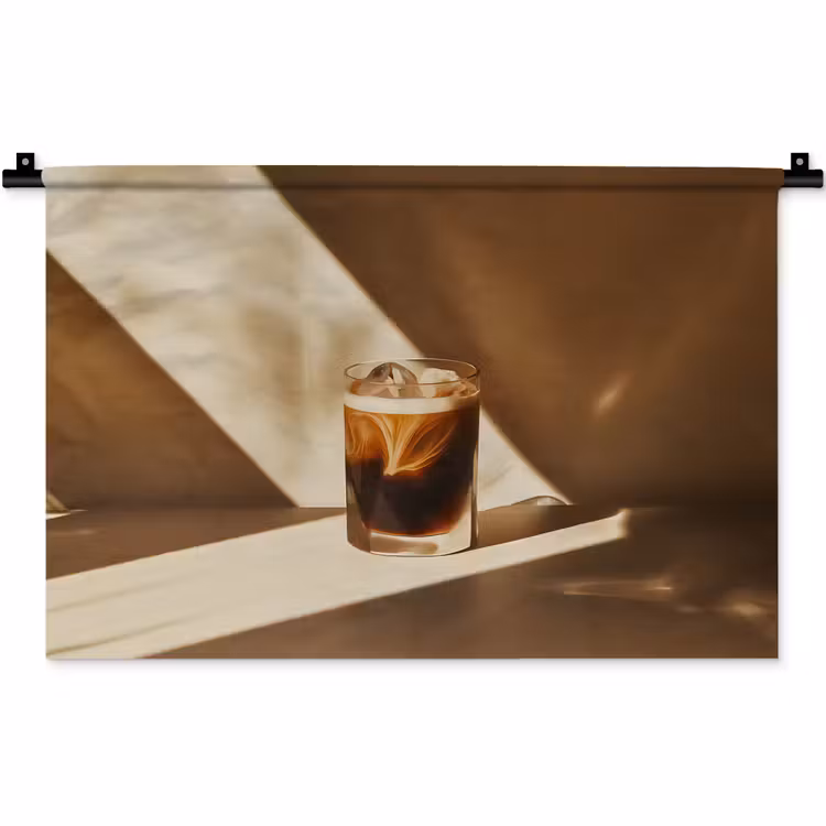 Wandkleed - Glas - Ijskoffie - Schaduw - Bruin — 1