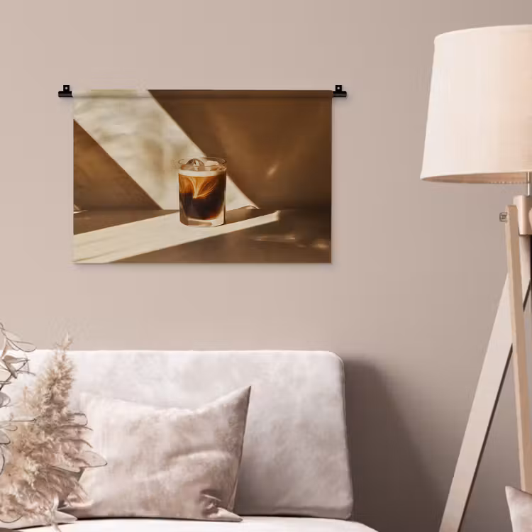 Wandkleed - Glas - Ijskoffie - Schaduw - Bruin — 2
