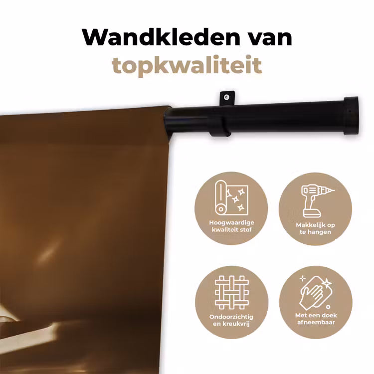 Wandkleed - Glas - Ijskoffie - Schaduw - Bruin — 3