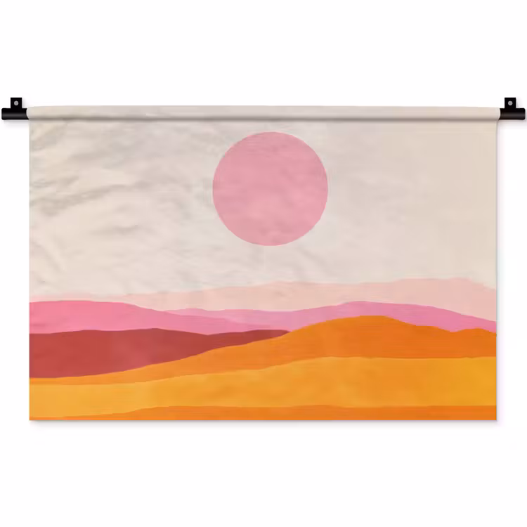 Wandkleed - Heuvels - Oranje - Zon - Abstract — 1