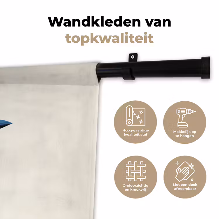Wandkleed - Illustratie - Blauw - Vogel — 3