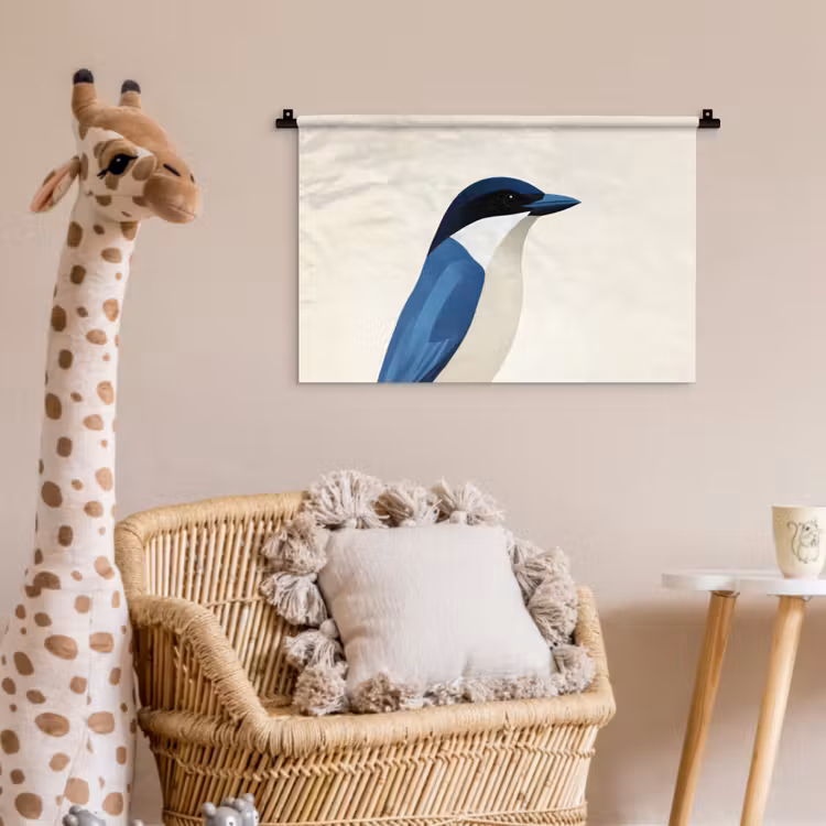 Wandkleed - Illustratie - Blauw - Vogel — 5