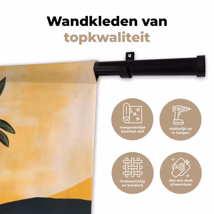 Wandkleed - Illustratie - Palmboom - Zon - Heuvels — 3