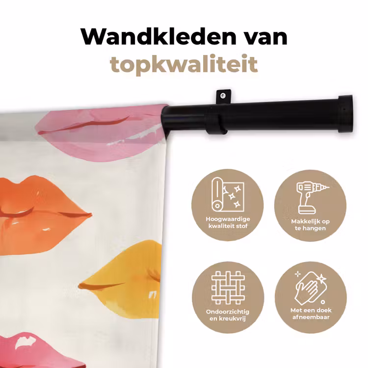 Wandkleed - Lippen - Kleurrijk - Glanzend — 3