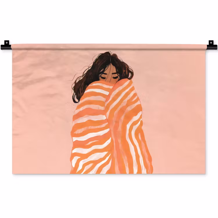 Wandkleed - Meisje - Deken - Gestreept - Oranje — 1