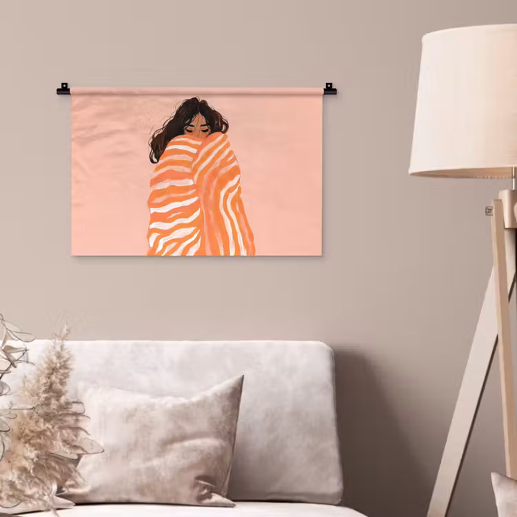 Wandkleed - Meisje - Deken - Gestreept - Oranje — 2