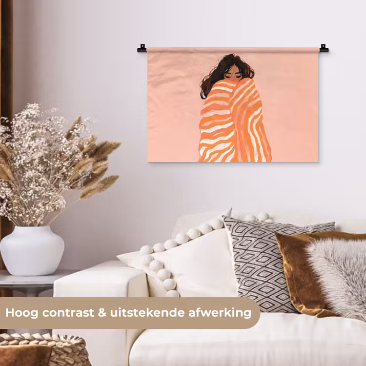 Wandkleed - Meisje - Deken - Gestreept - Oranje — 4
