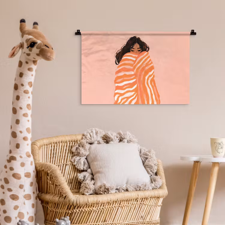 Wandkleed - Meisje - Deken - Gestreept - Oranje — 5
