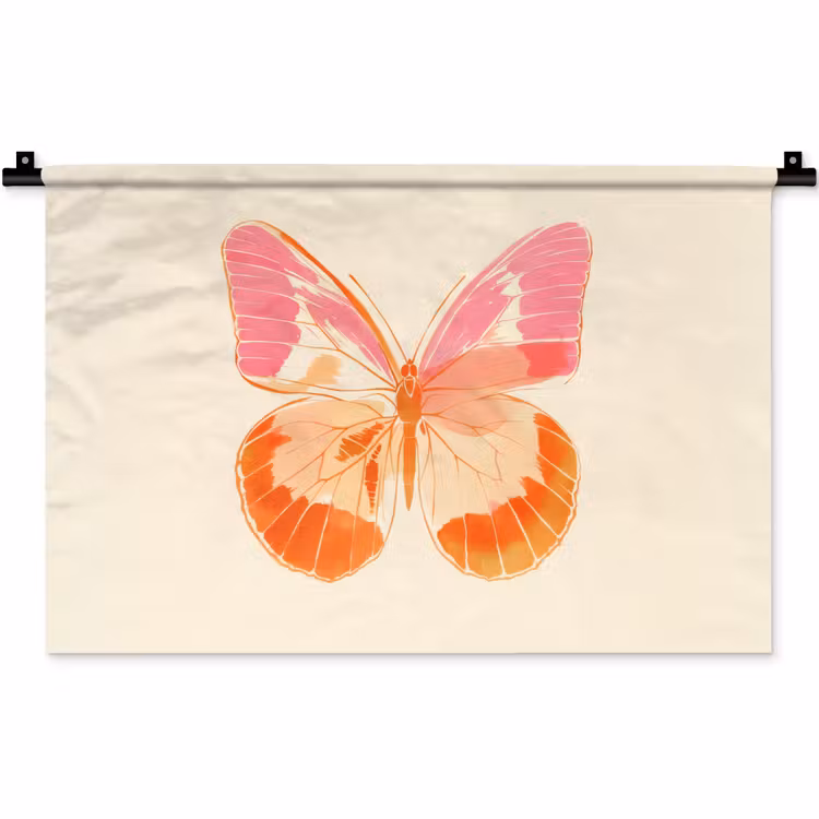 Wandkleed - Oranje - Vlinder - Minimalistisch — 1