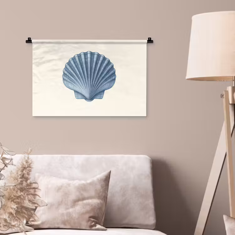 Wandkleed - Ribbels - Blauw - Schelp — 2