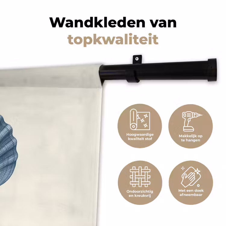 Wandkleed - Ribbels - Blauw - Schelp — 3