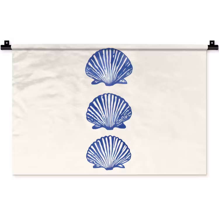 Wandkleed - Schelpen - Blauw - Patroon — 1