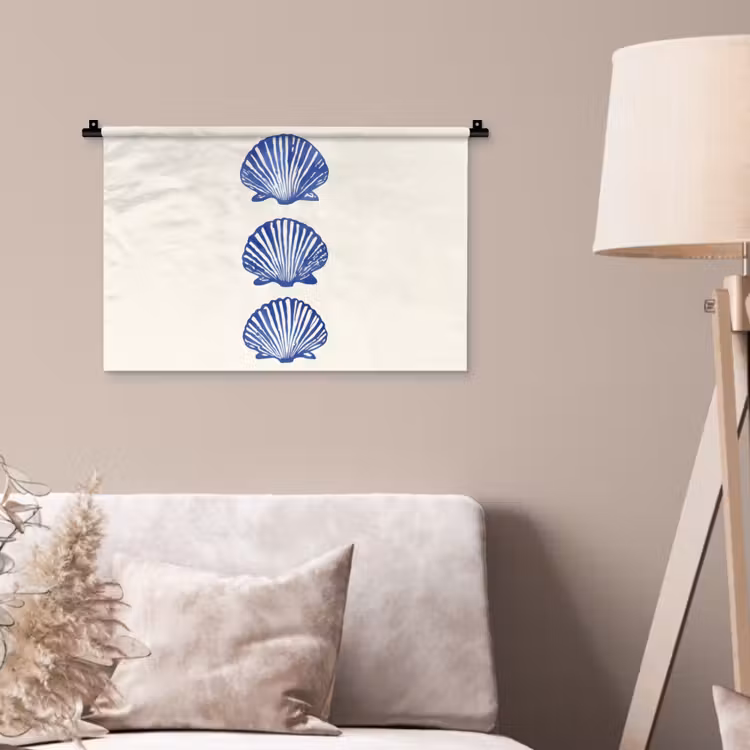 Wandkleed - Schelpen - Blauw - Patroon — 2