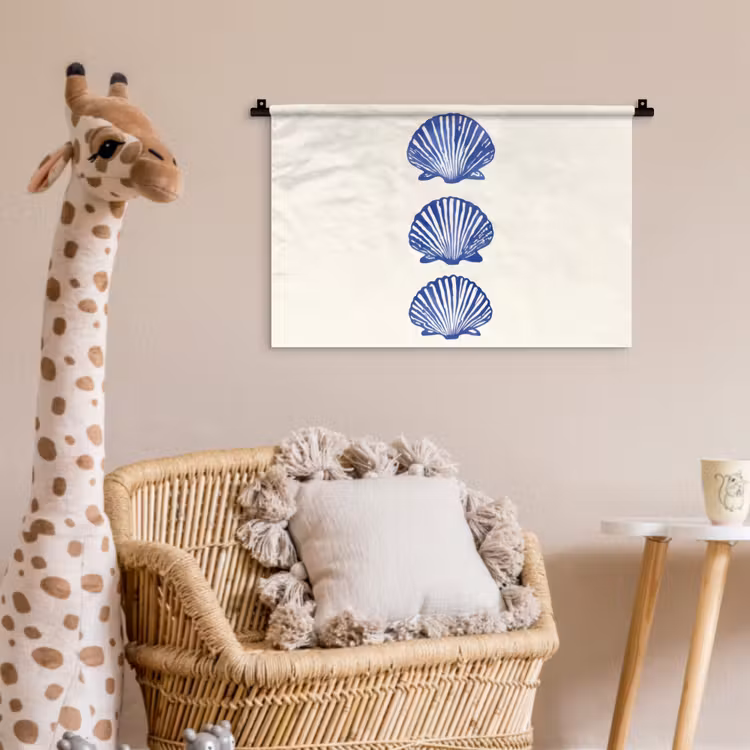 Wandkleed - Schelpen - Blauw - Patroon — 5