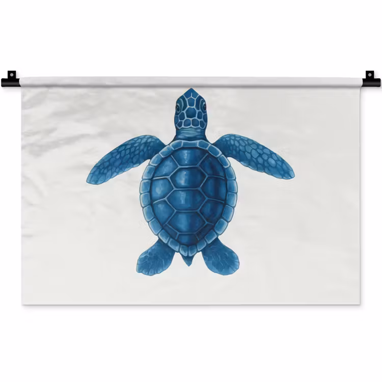 Wandkleed - Schildpad - Blauw - Schild — 1
