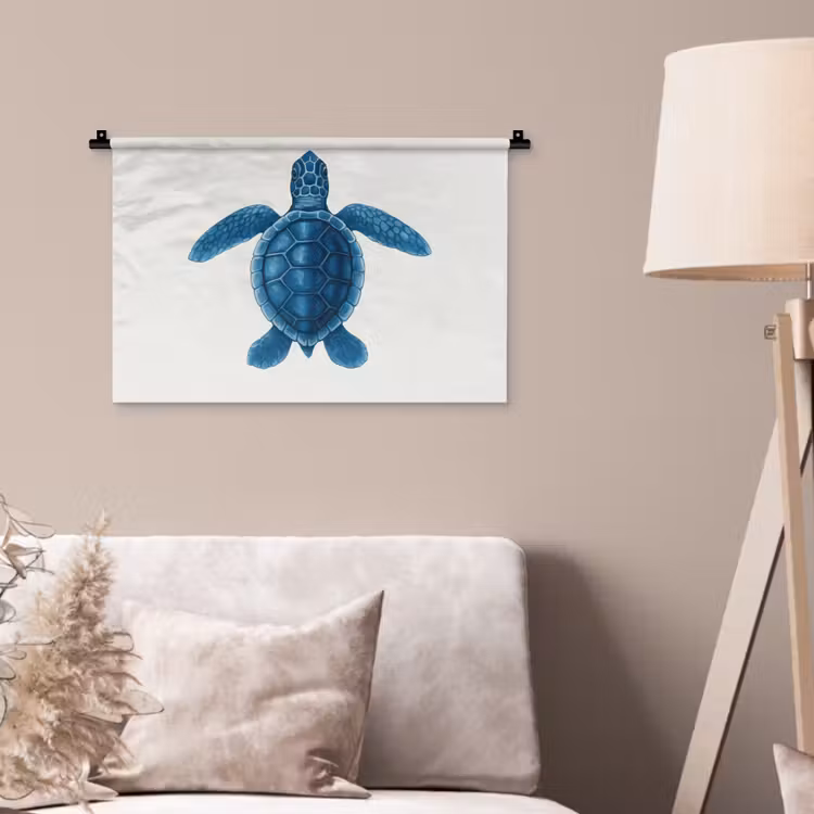 Wandkleed - Schildpad - Blauw - Schild — 2