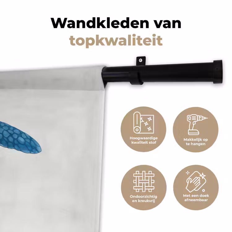 Wandkleed - Schildpad - Blauw - Schild — 3