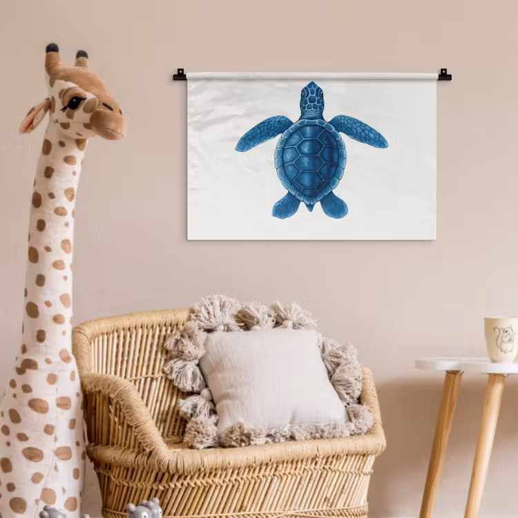 Wandkleed - Schildpad - Blauw - Schild — 5