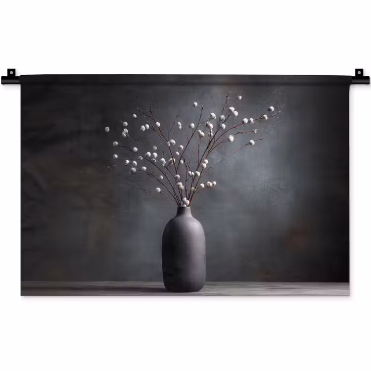 Wandkleed - Takken - Vaas - Bolletjes - Wit — 1