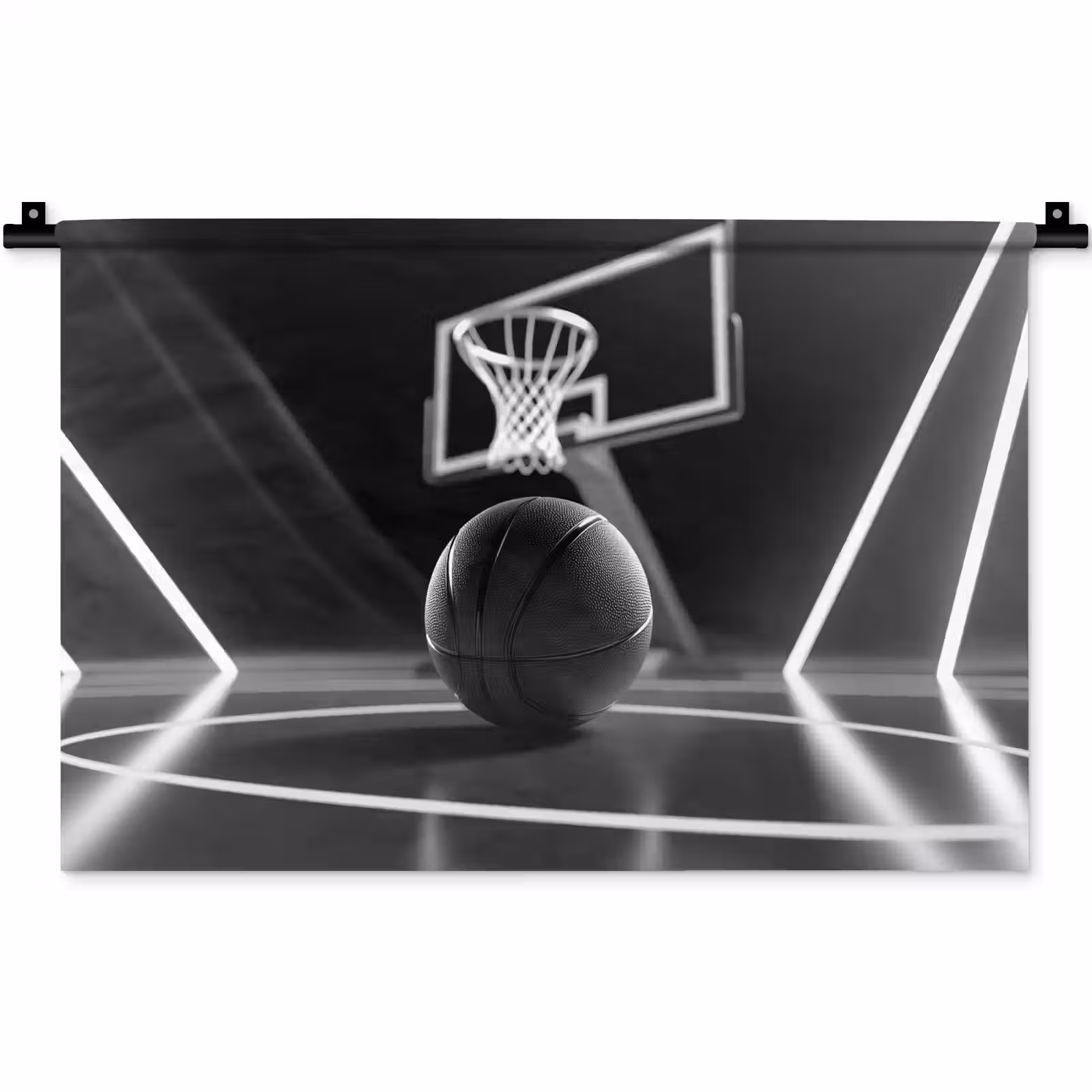 Wandkleed - Basketbal - Basketbalveld - Lichtlijnen — 1
