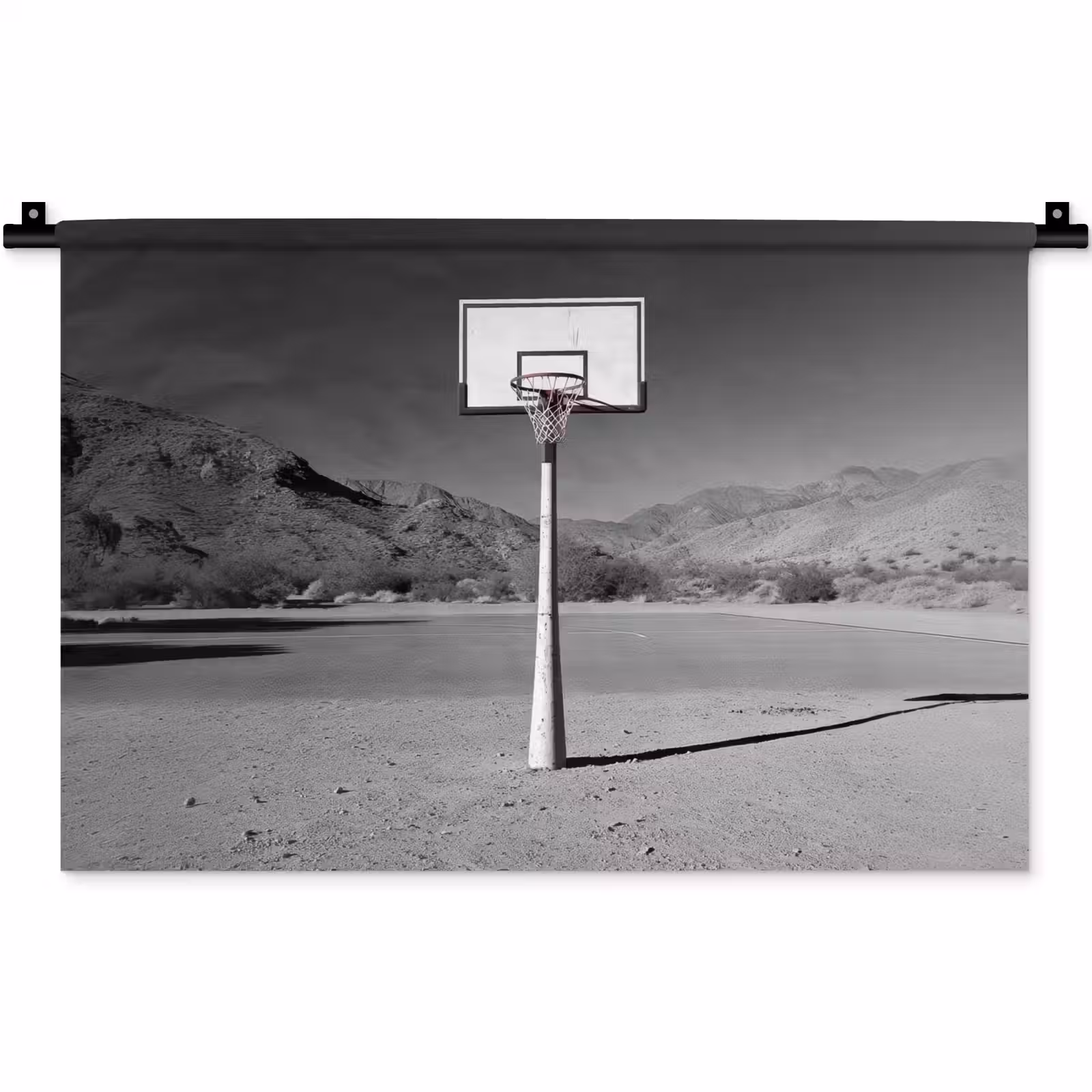 Wandkleed - Basketbalpaal - Landschap - Zand - Wit — 1