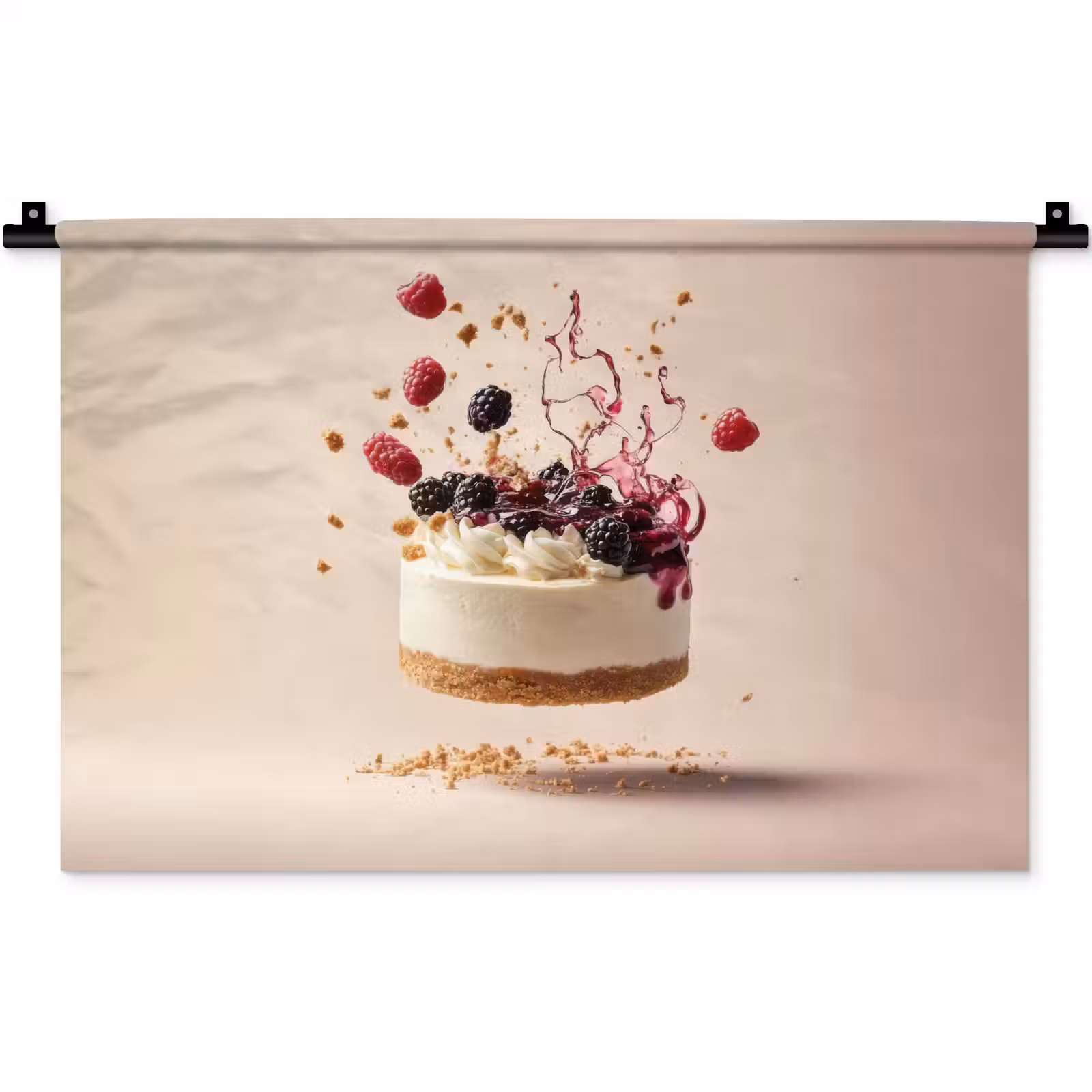 Wandkleed - Cheesecake - Eten - Roze - Taart — 1