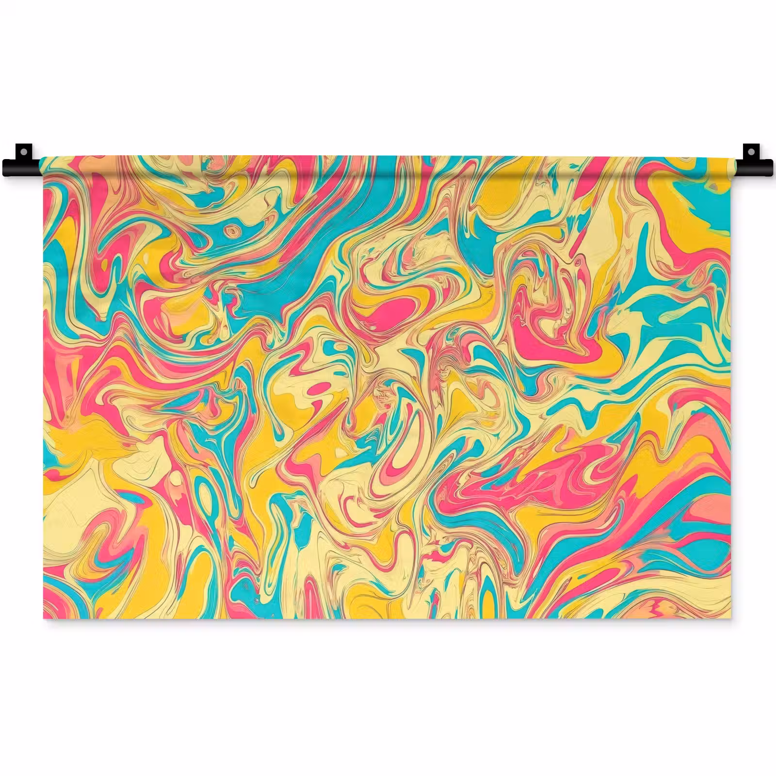 Wandkleed - Geel - Roze - Blauw - Retro — 1