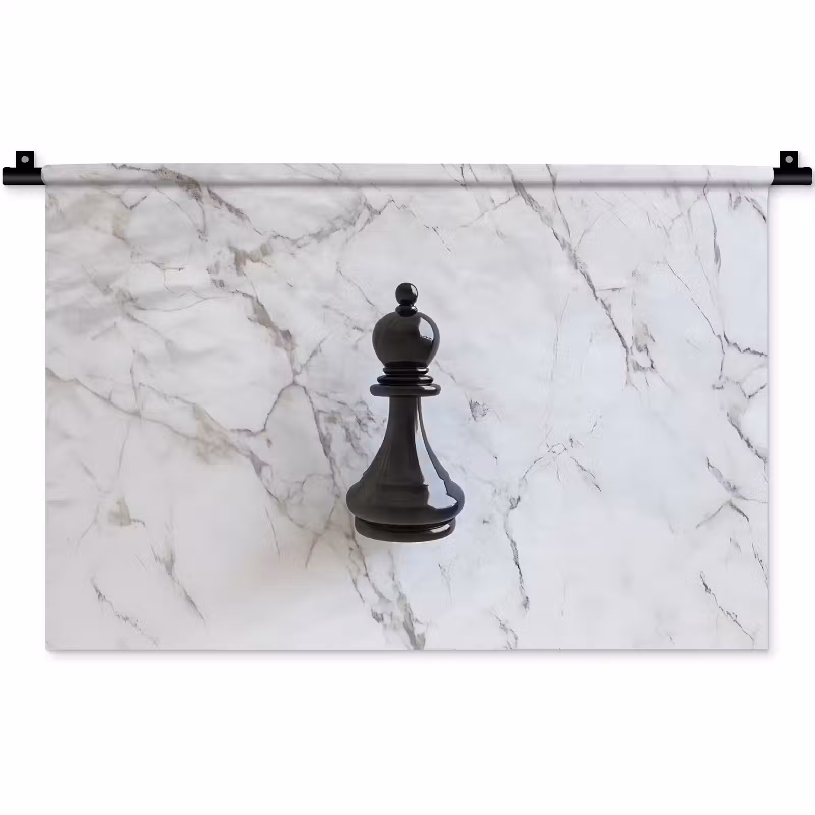 Wandkleed - Schaakstuk - Loper - Zwart - Marmer — 1
