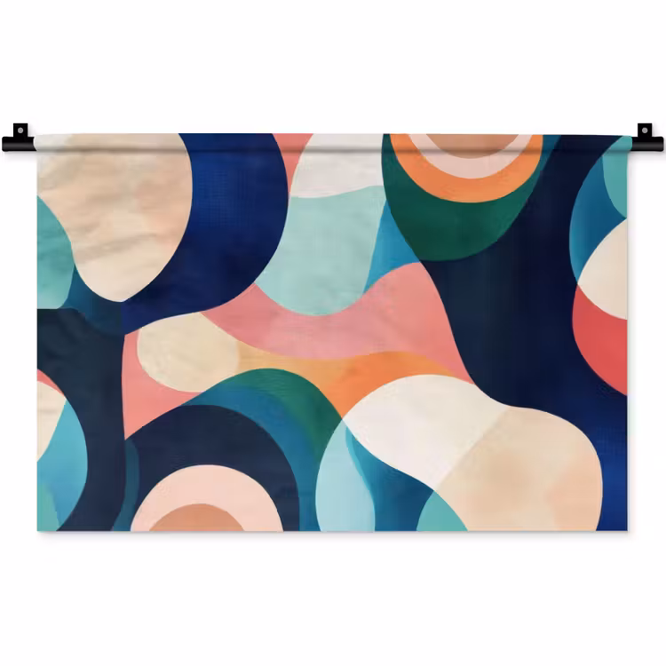 Wandkleed - Abstract - Blauw - Roze — 1