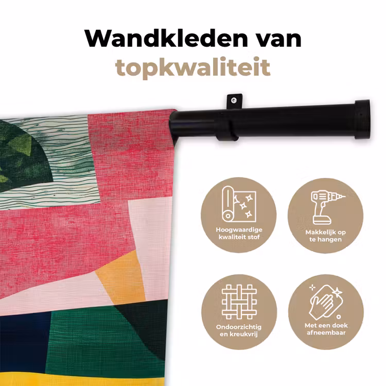 Wandkleed - Abstract - Roze - Lappen - Vormen - Geel — 3
